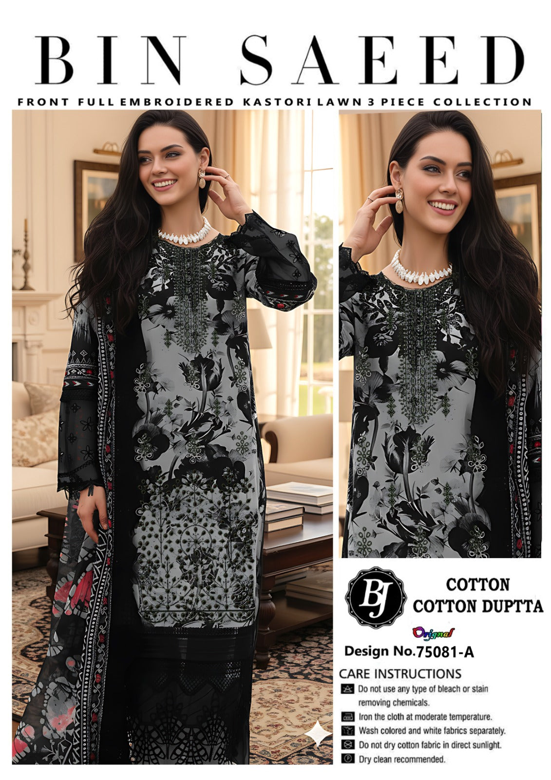 Bin Saeed Lawn Embroidered Collection BJ