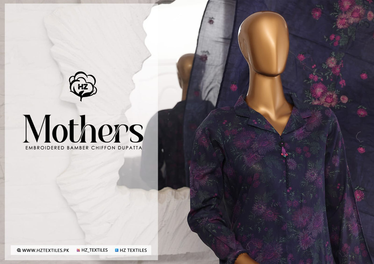 Mother's Embroidered Bamber Chiffon Dupatta