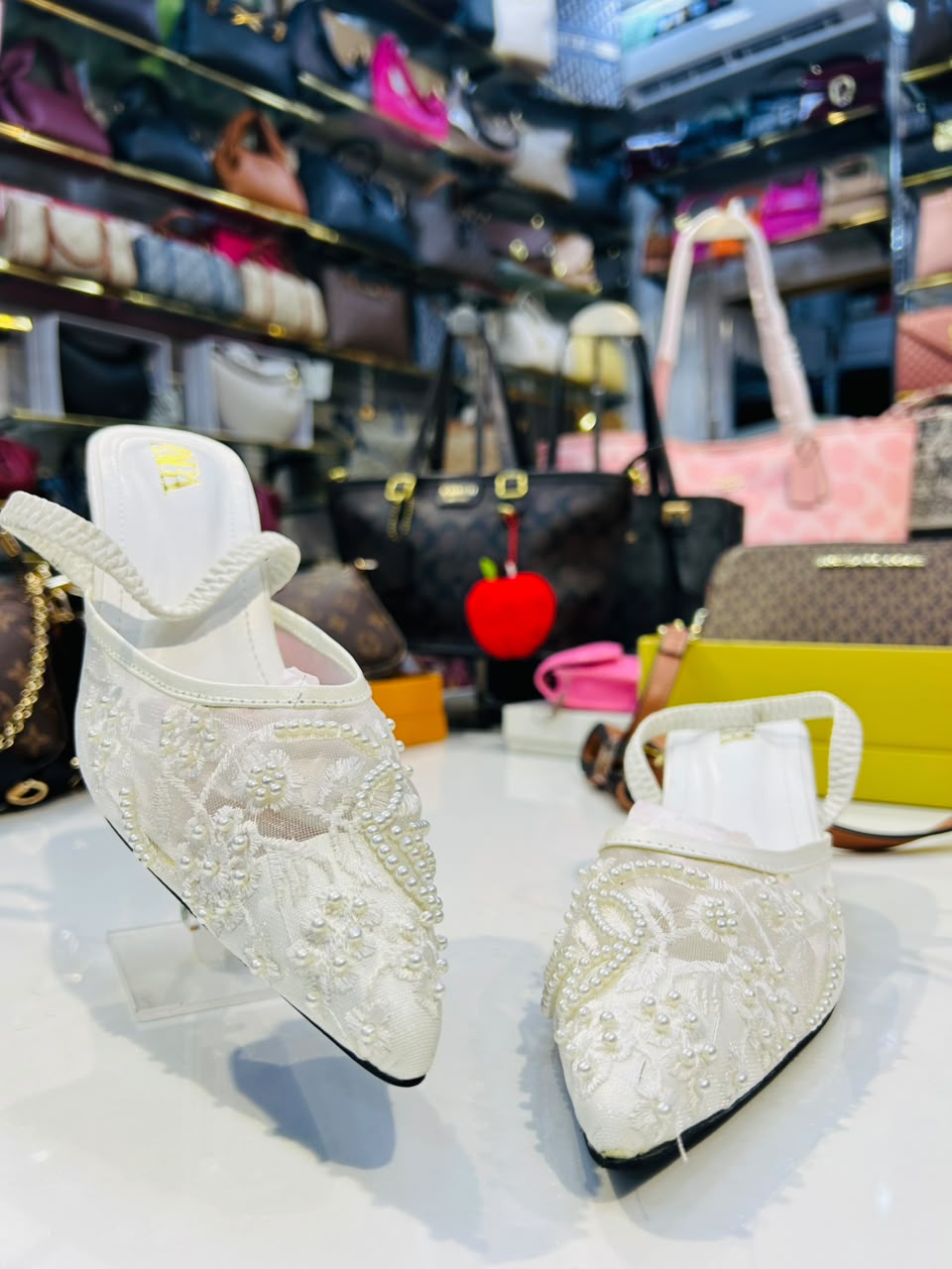 ZARA EMBROIDERY SLINGBACK HEELS