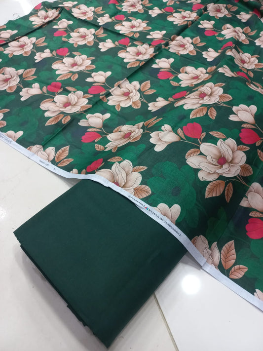 Mix Brand 2 Pcs Printed Suit With Plain Trouser