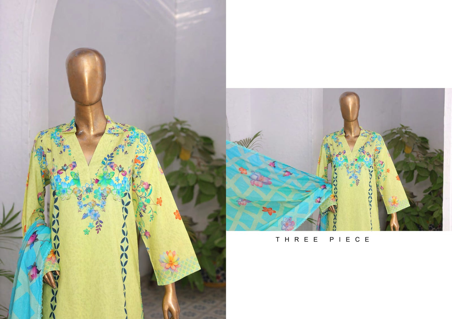 RAYA EXCLUSIVE MID SUMMER EMBROIDERED SLUB COTTON