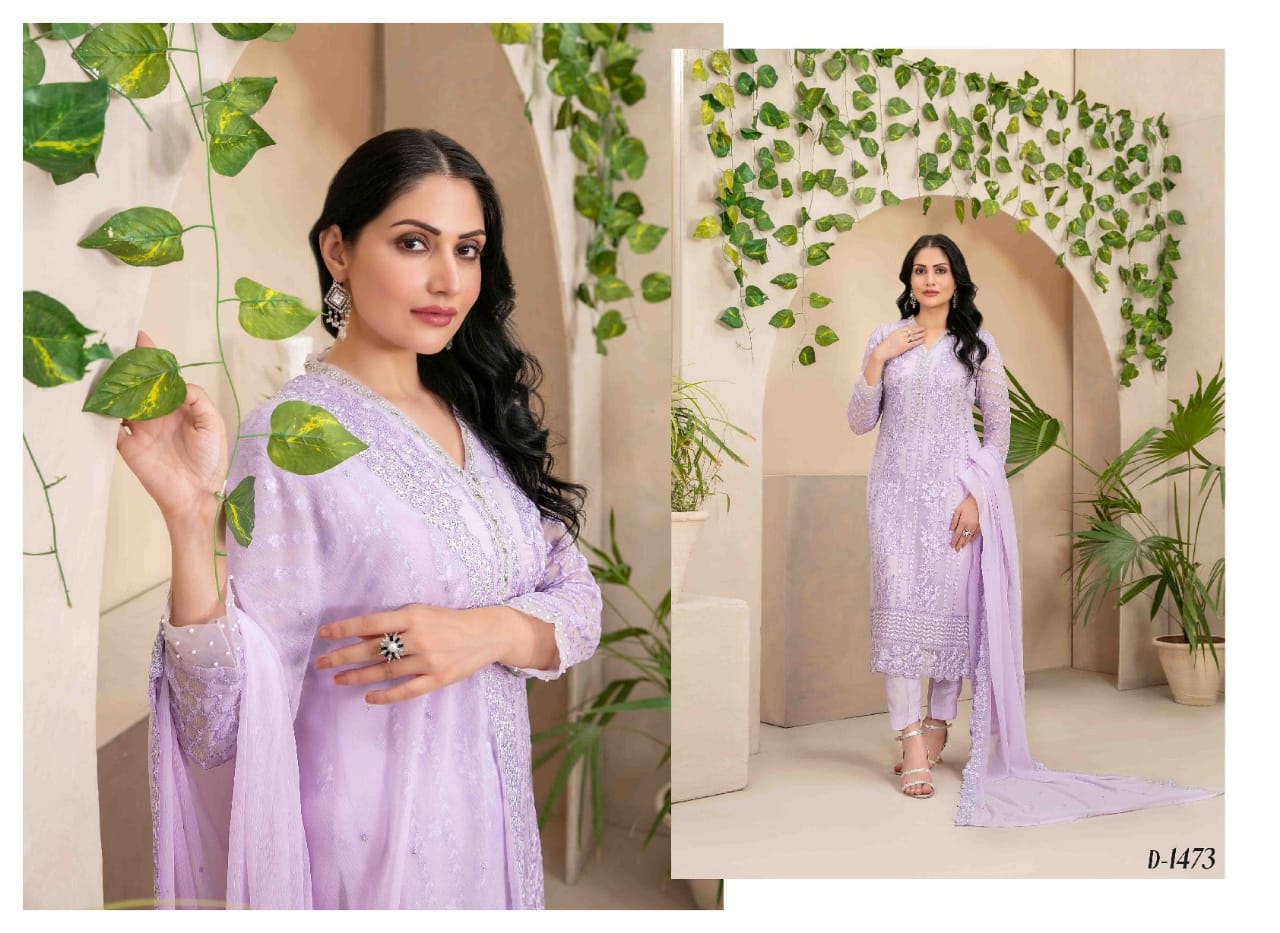 ZAURA SEMI STITCHED CHIFFON BY TAWAKKAL