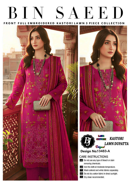 BJ Cotton With Lawn Dupatta