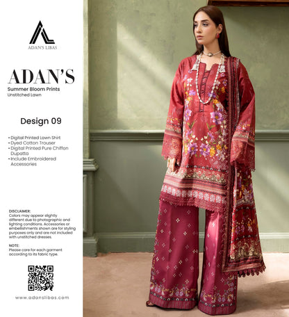 ADAN'S SUMMER BLOOM PRINTS UNSTITCHED LAWN