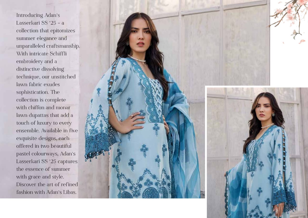 Adan's Lasserkari Unstitched Lawn'25
