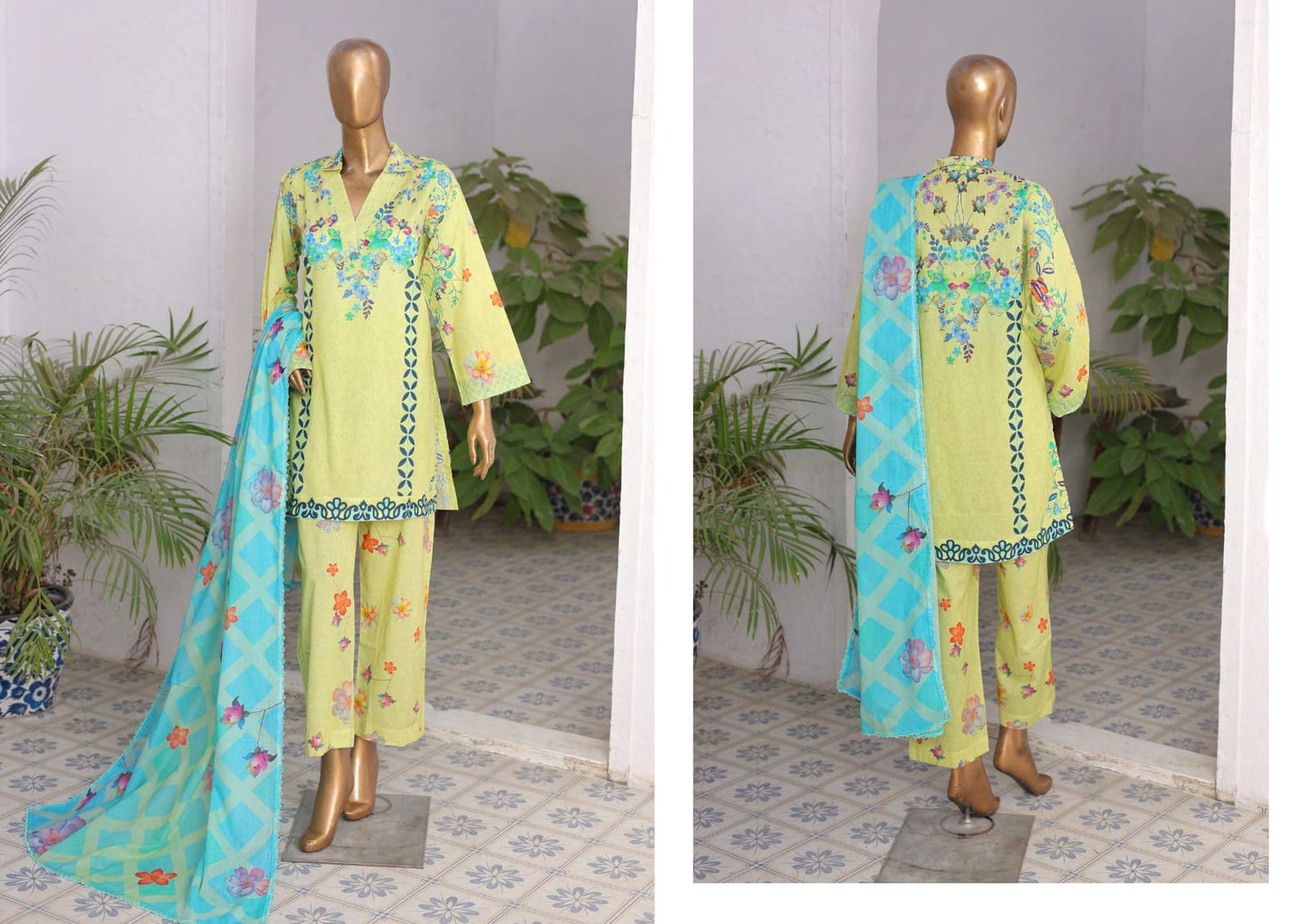 RAYA EXCLUSIVE MID SUMMER EMBROIDERED SLUB COTTON