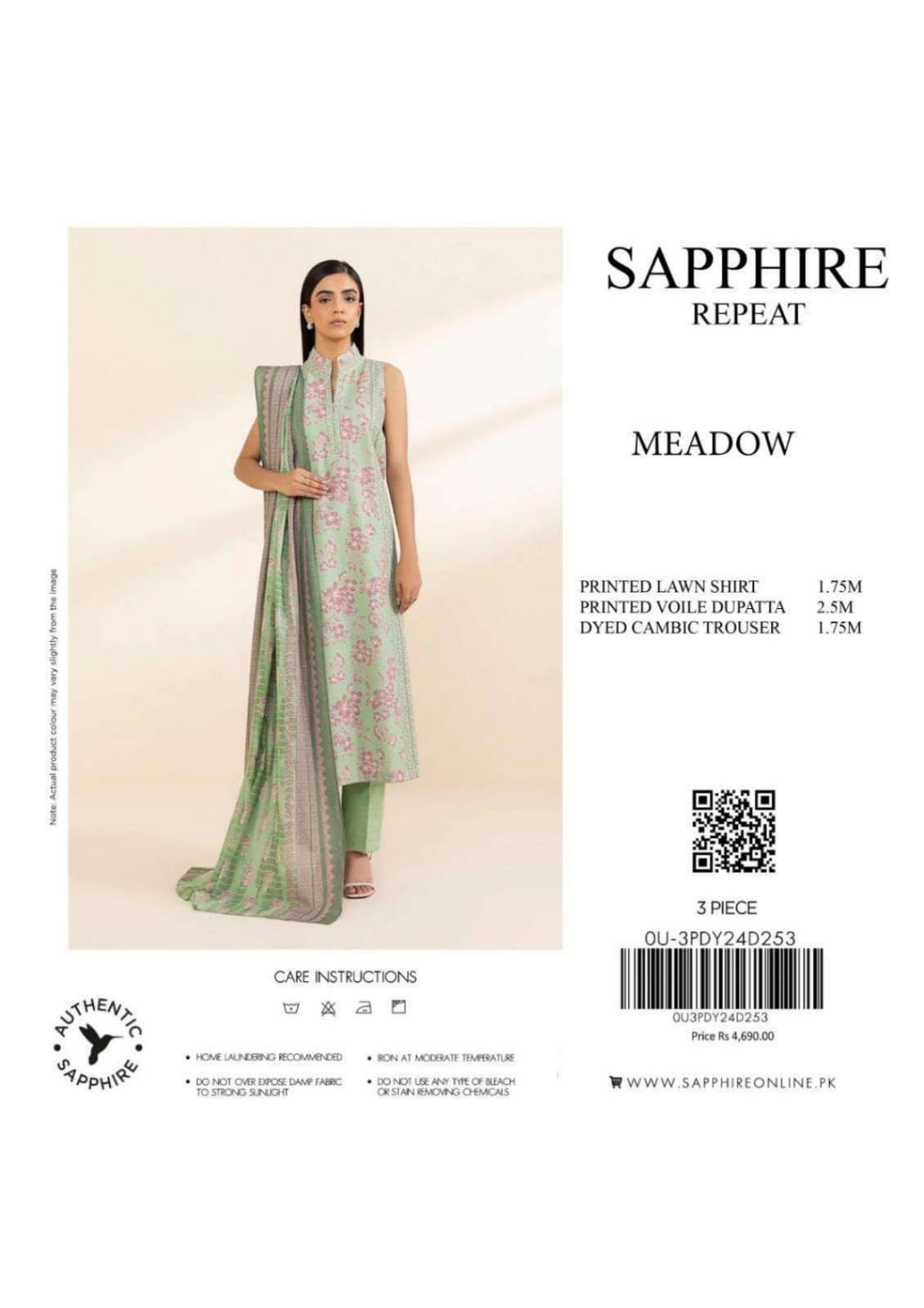 SAPPHIRE 3 PCS PRINTED LAWN