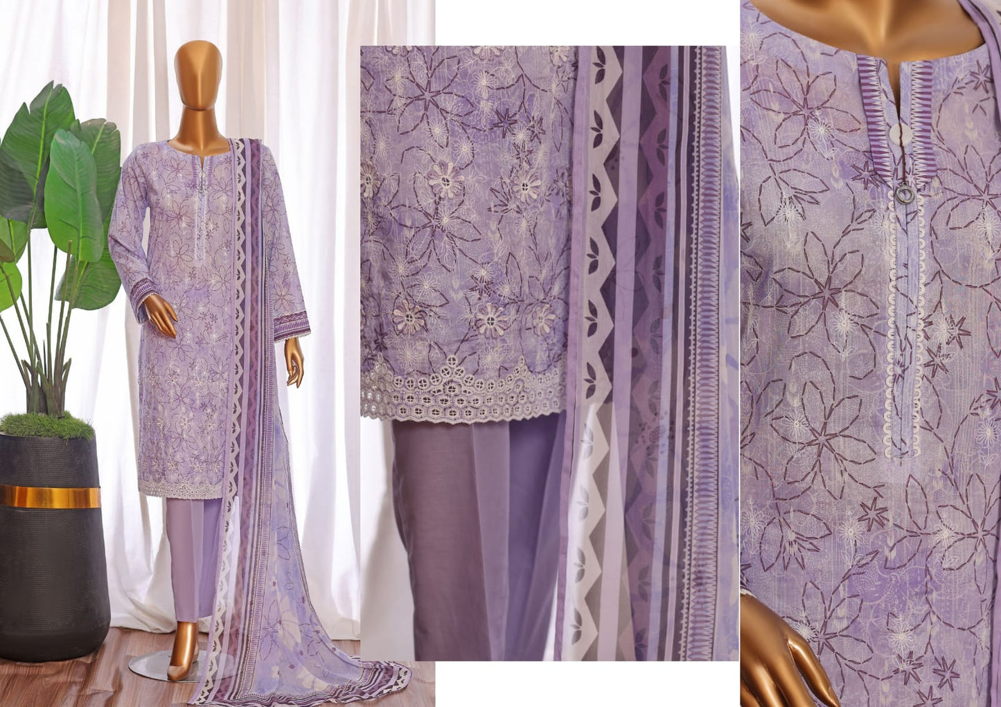 HZ PREMIUM CHIKANKARI WITH PRINTED BAMBER CHIFFON DUPATTA COLLECTION