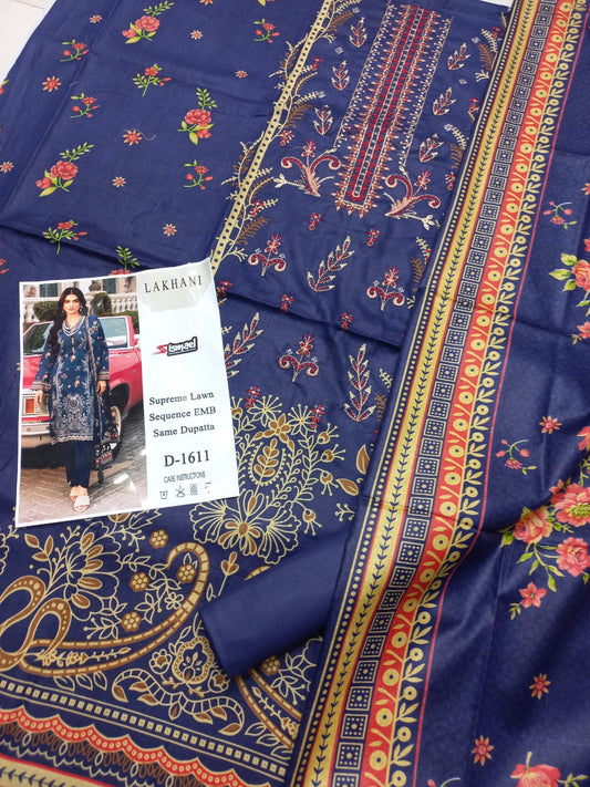 Bin Saeed Replica Embroidered 3 Pcs Suit