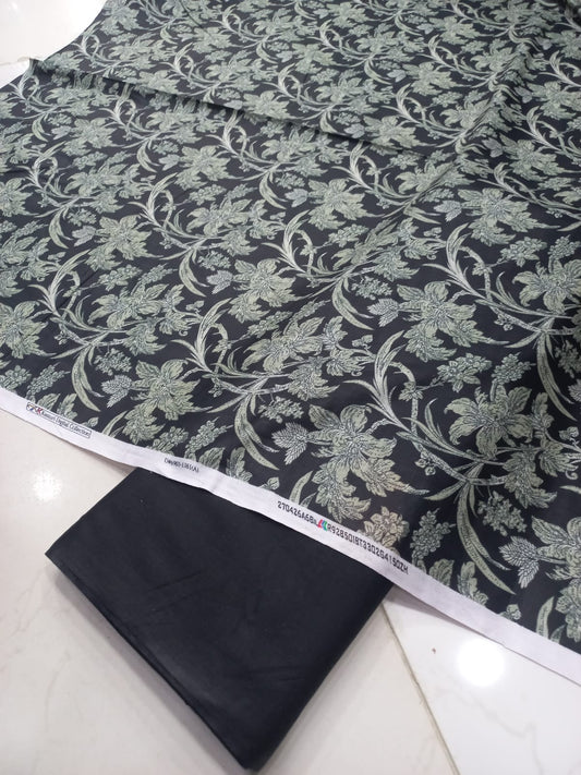 Mix Brand 2 Pcs Printed Suit With Plain Trouser