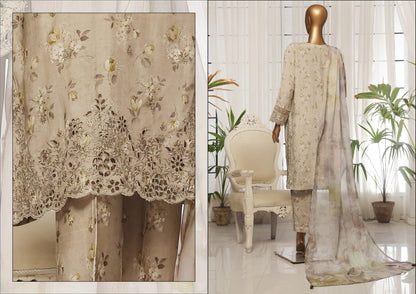 MAJESTIC Embroiderd Silk Festive Lawn