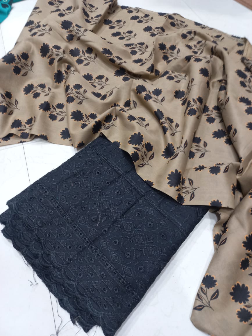 Printed 2 Pcs With Chikan Trouser