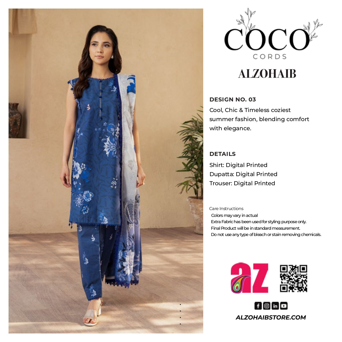 Coco CORDS Digital Printed Lawn