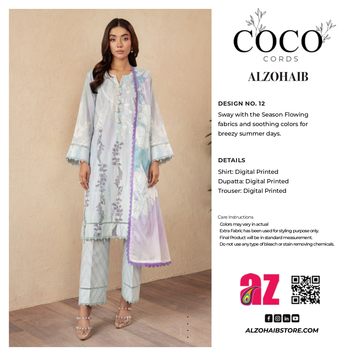 Coco CORDS Digital Printed Lawn