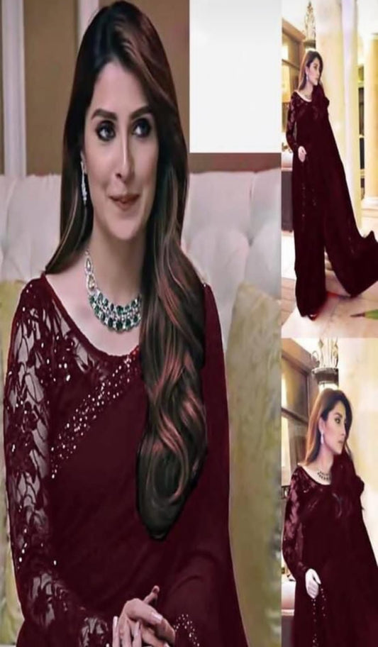 AYEZA KHAN Embroidered Chiffon Saree