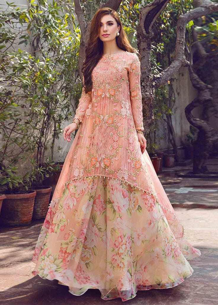 Peach Floral Indian Lehnga