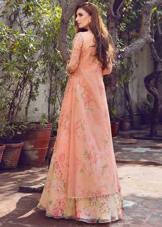 Peach Floral Indian Lehnga