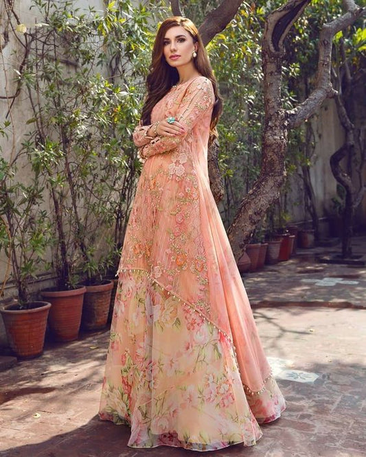 Peach Floral Indian Lehnga