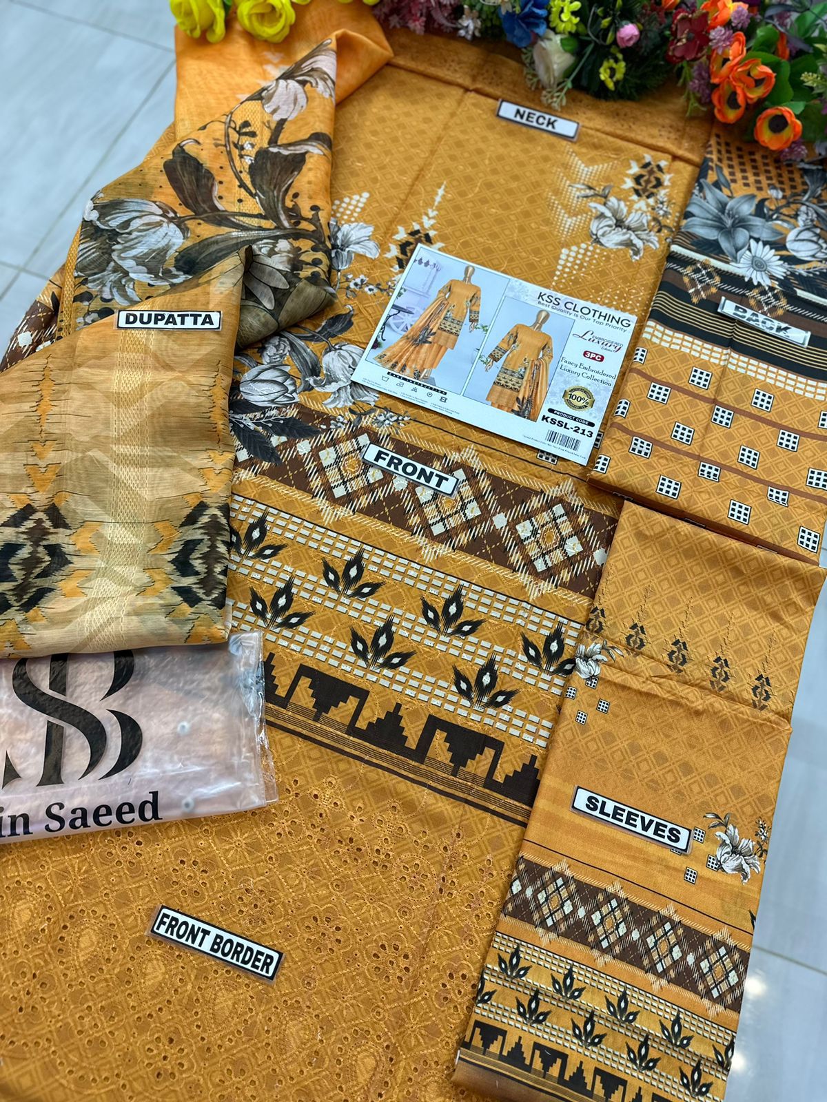 BIN SAEED LAWN BROSHIA DIGITAL PRINTED ORGANZA