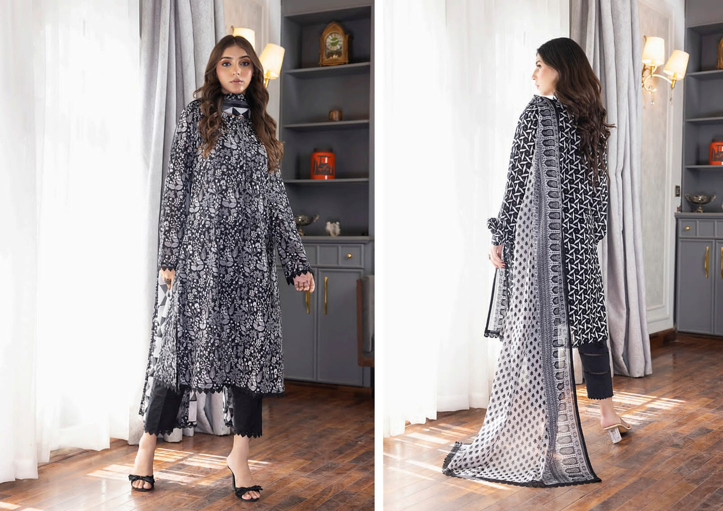 REGALIA BLACK WHITE Digital Premium Printed Lawn Collection