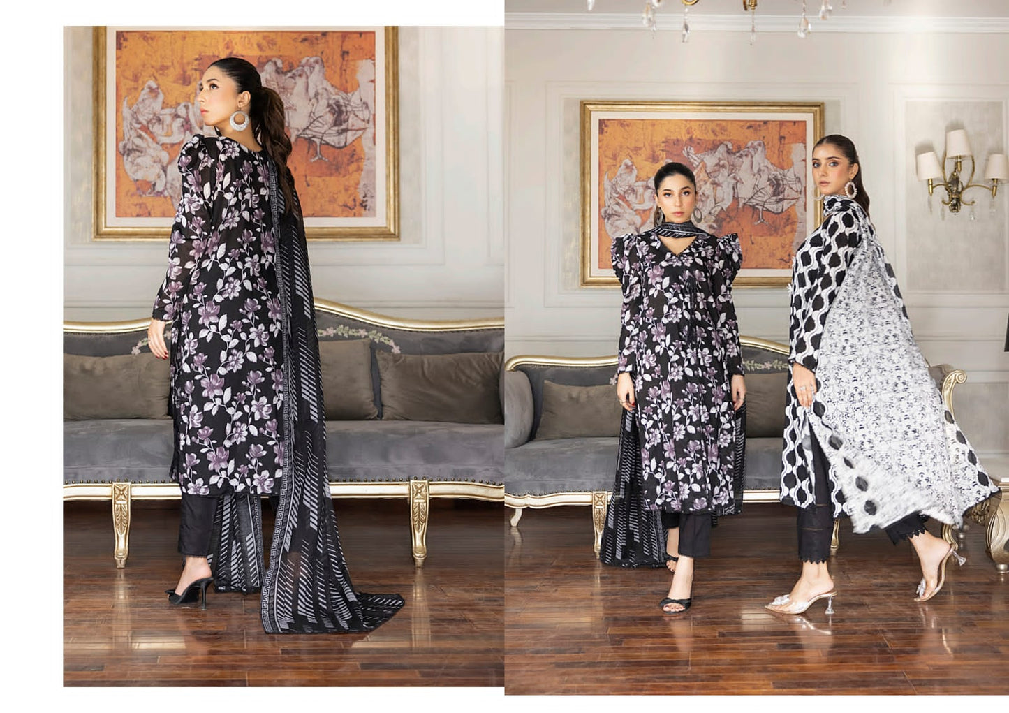 REGALIA BLACK WHITE Digital Premium Printed Lawn Collection