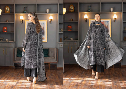 REGALIA BLACK WHITE Digital Premium Printed Lawn Collection