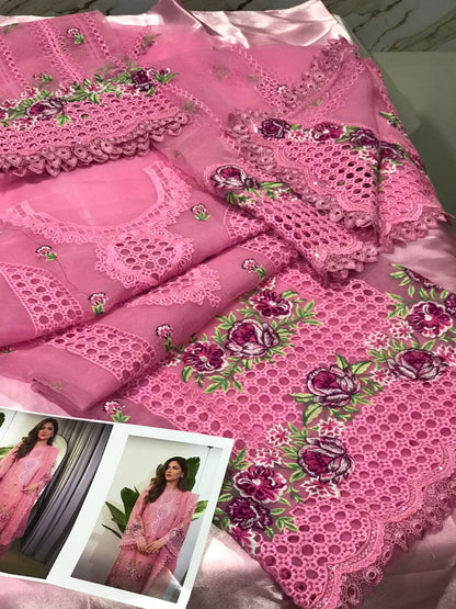 ANEELAS ORGANZA EMBROIDERED CHIKAN KARI
