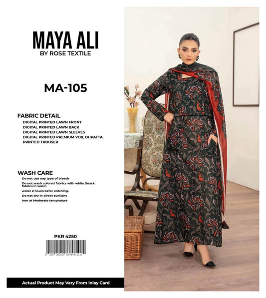 MAYA ALI Digital Printed Lawn 3 Piece