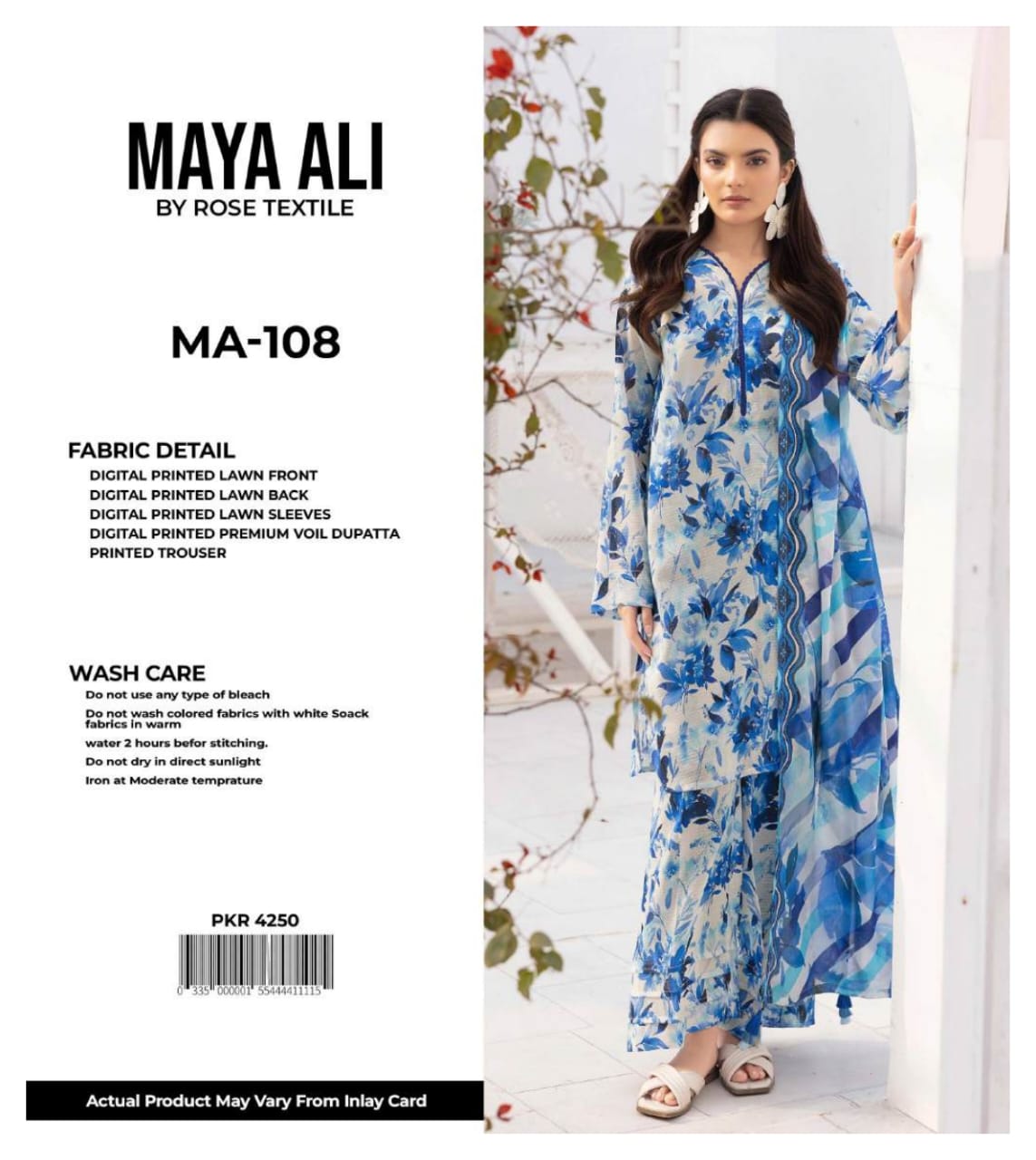 MAYA ALI Digital Printed Lawn 3 Piece