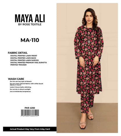 MAYA ALI Digital Printed Lawn 3 Piece