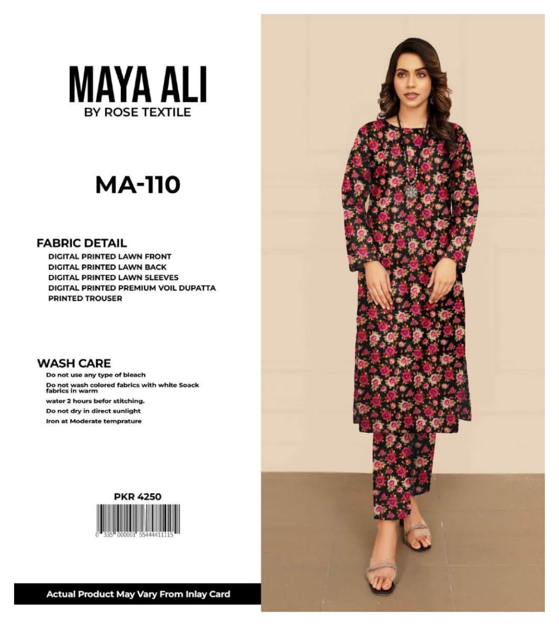 MAYA ALI Digital Printed Lawn 3 Piece