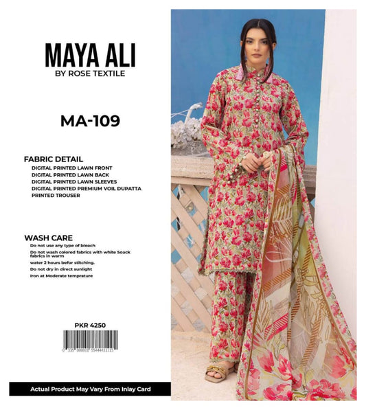 MAYA ALI Digital Printed Lawn 3 Piece