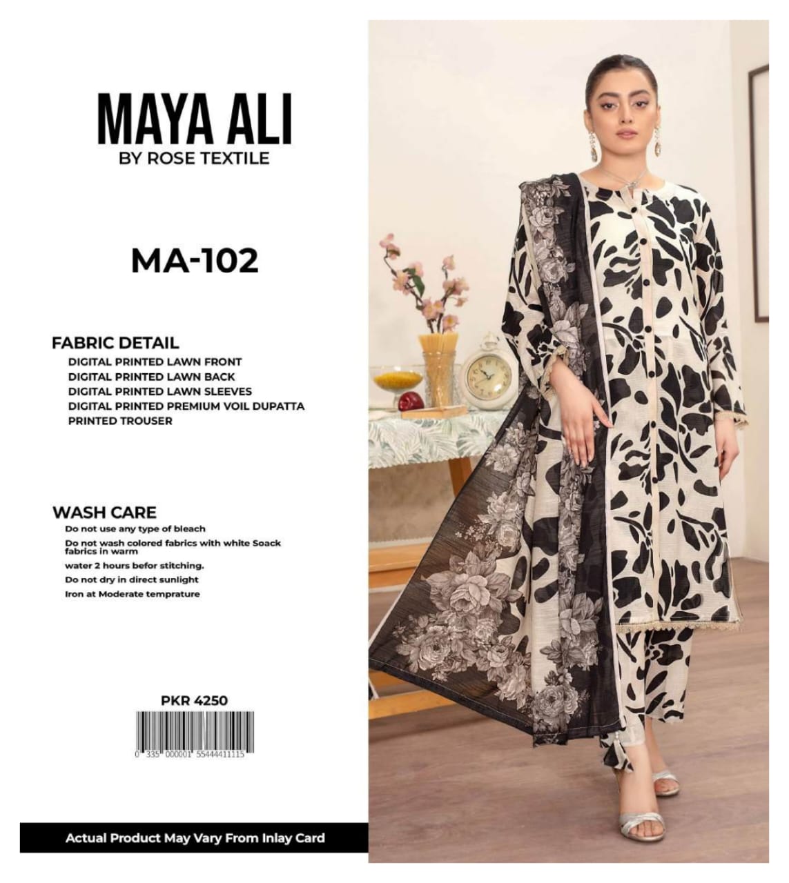 MAYA ALI Digital Printed Lawn 3 Piece