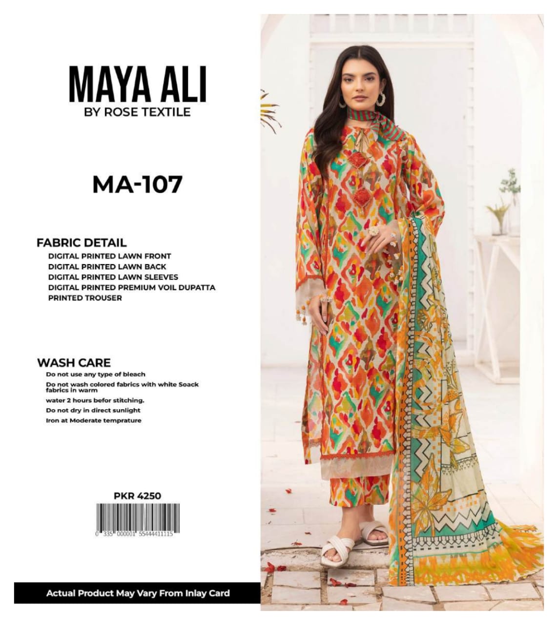 MAYA ALI Digital Printed Lawn 3 Piece