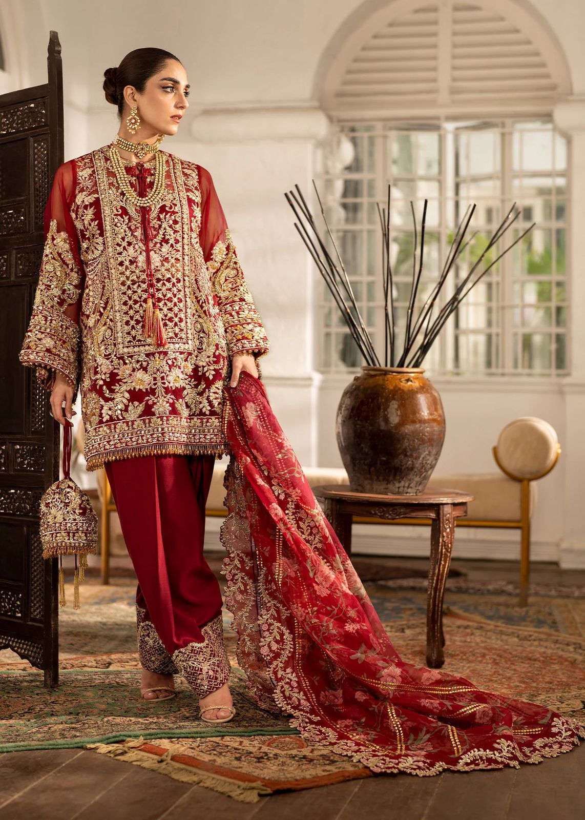 Crimson Formal Organza Suit
