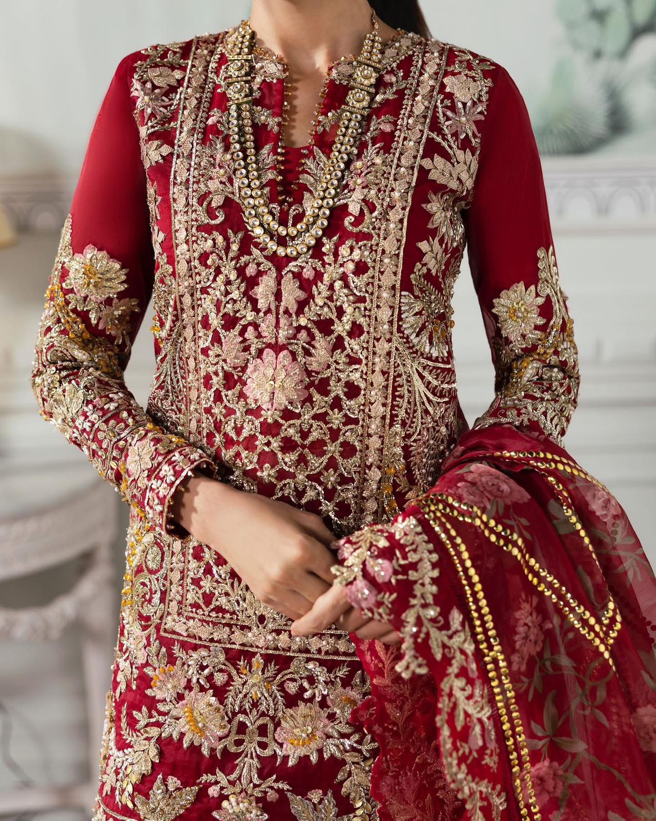 Crimson Formal Organza Suit