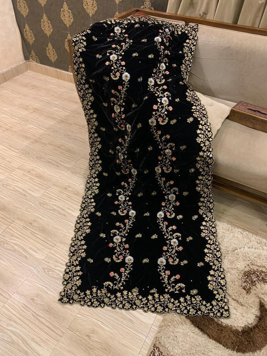 VELVET EMBROIDERED SHAWL