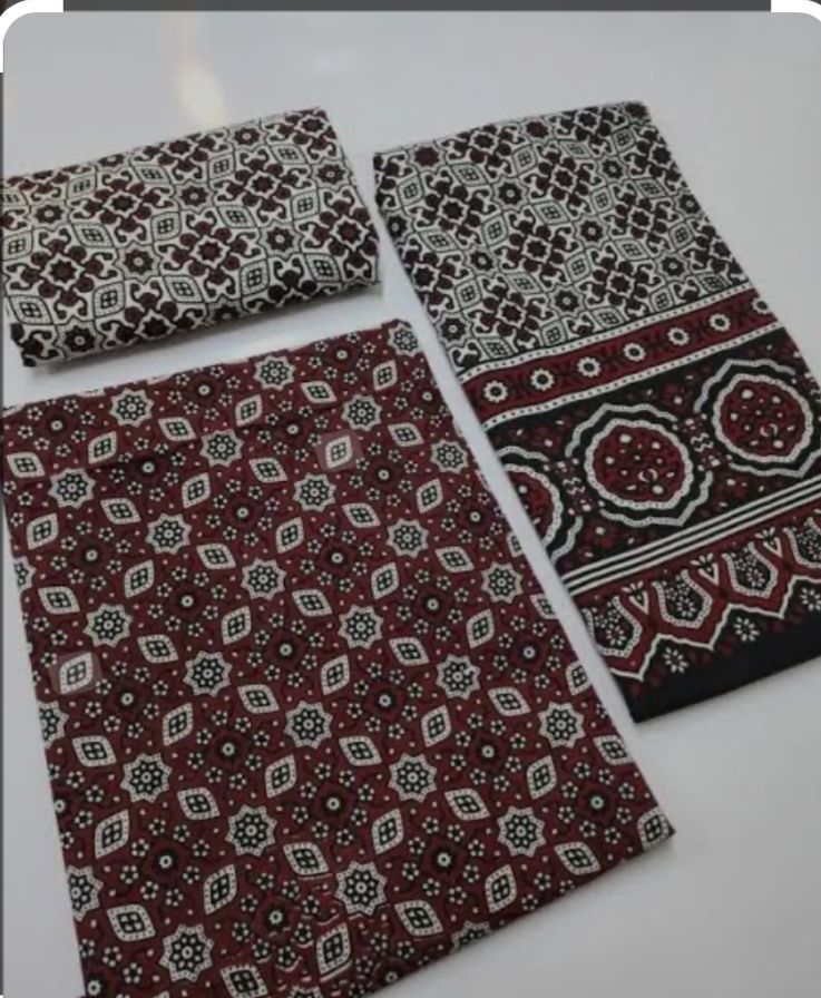 Traditional Ajrak Style Printed Cotton Fabric Collection