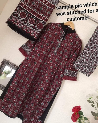 Traditional Ajrak Style Printed Cotton Fabric Collection