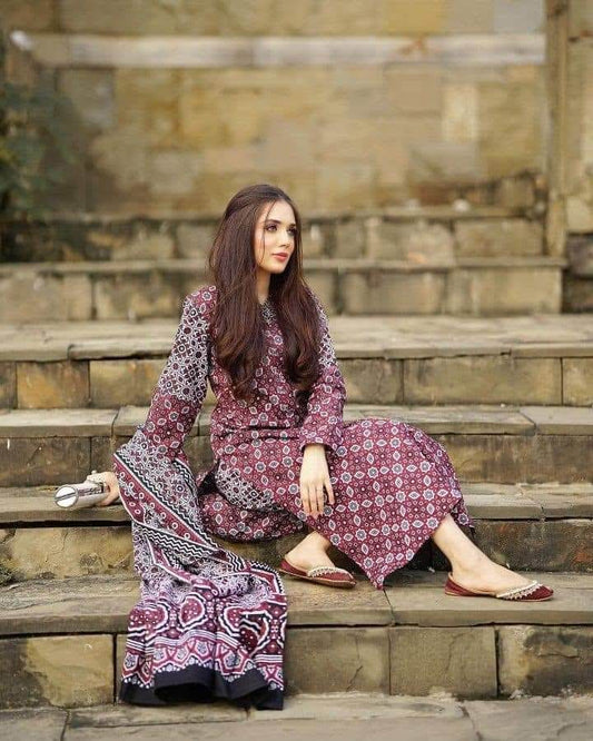 Traditional Ajrak Style Printed Cotton Fabric Collection