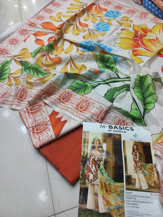 MARIA-B RAPLICA PRINTED SUIT WITH LAWN DUPATTA