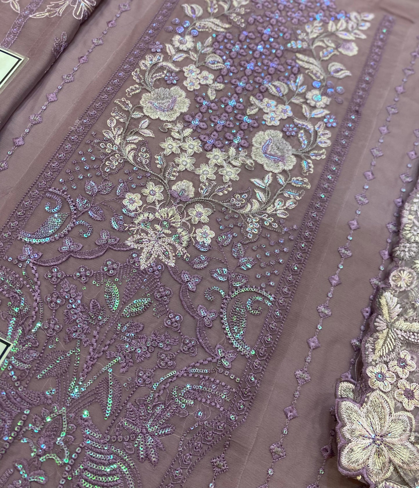 Azure Chiffon Embroidered