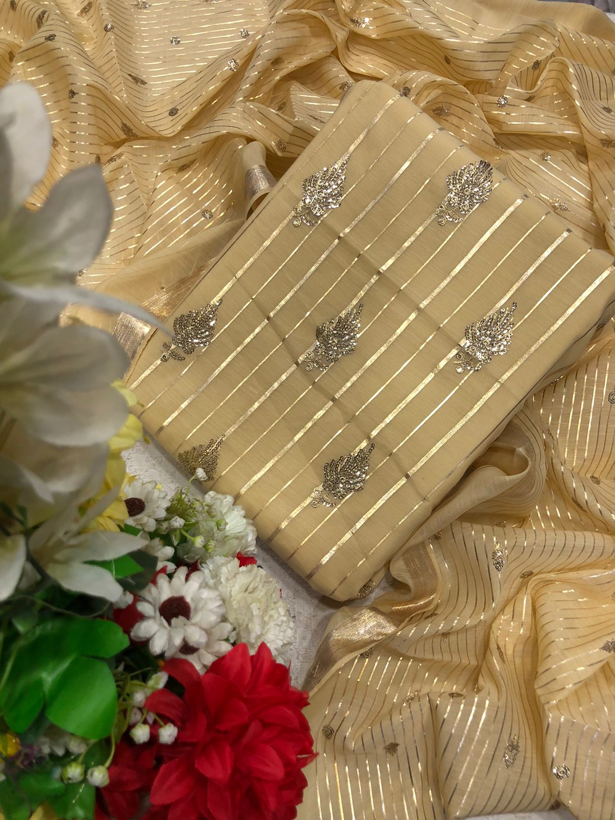 3 PCS COTTON EMBROIDERED SUITS