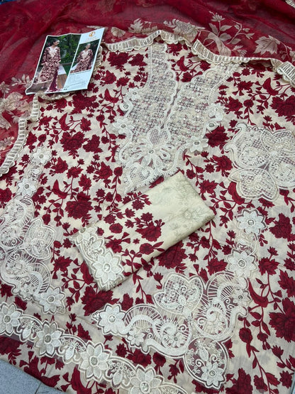 Mix Brand Lawn With Chiffon Dupatta