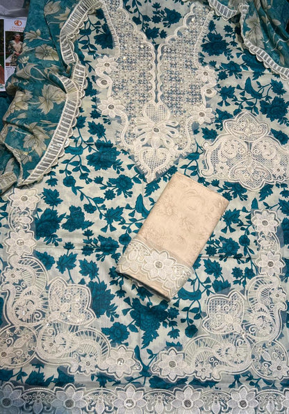 Mix Brand Lawn With Chiffon Dupatta