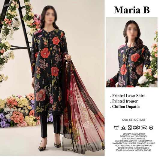 Mix Brand Lawn With Chiffon Dupatta