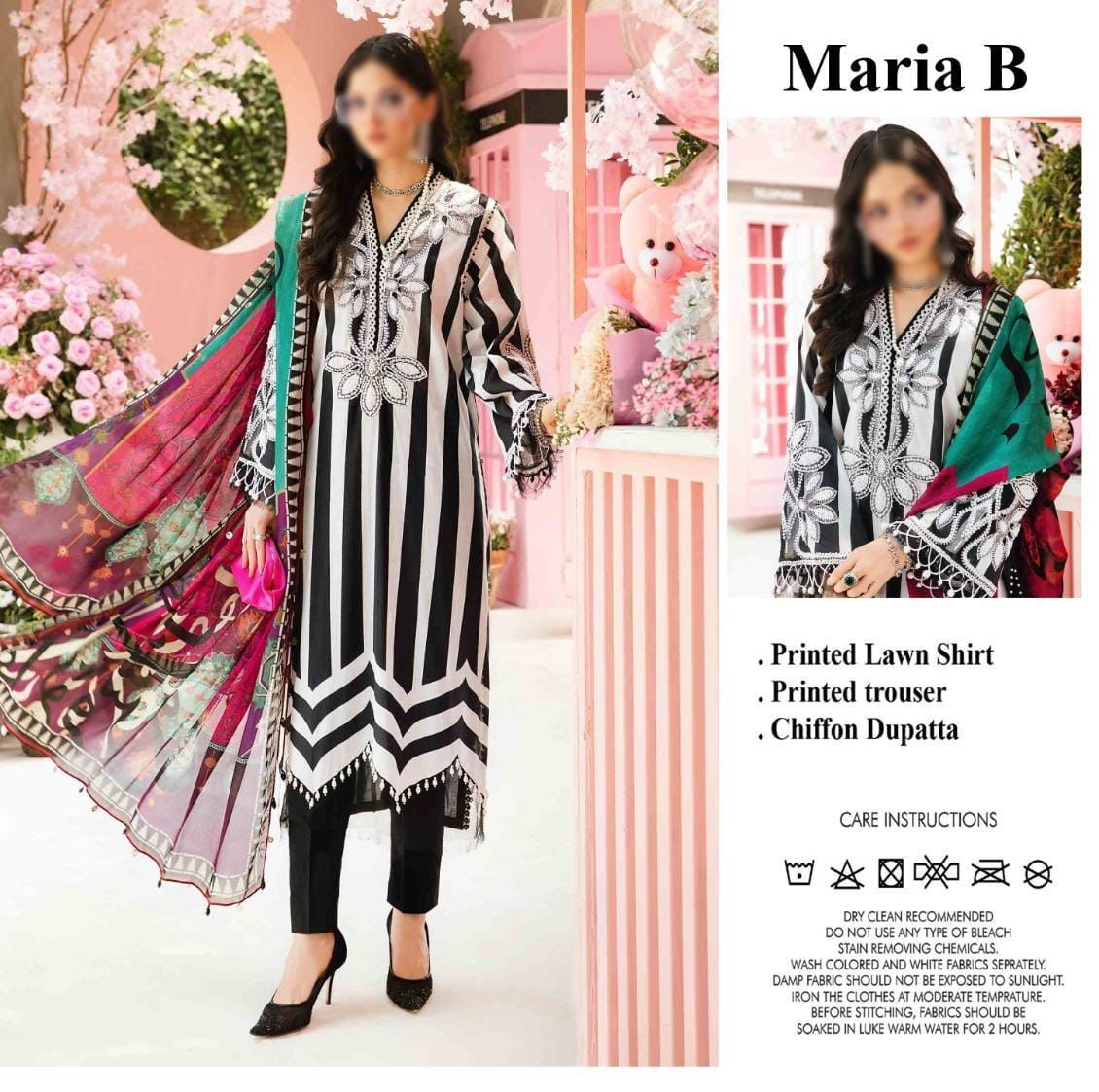 Mix Brand Lawn With Chiffon Dupatta