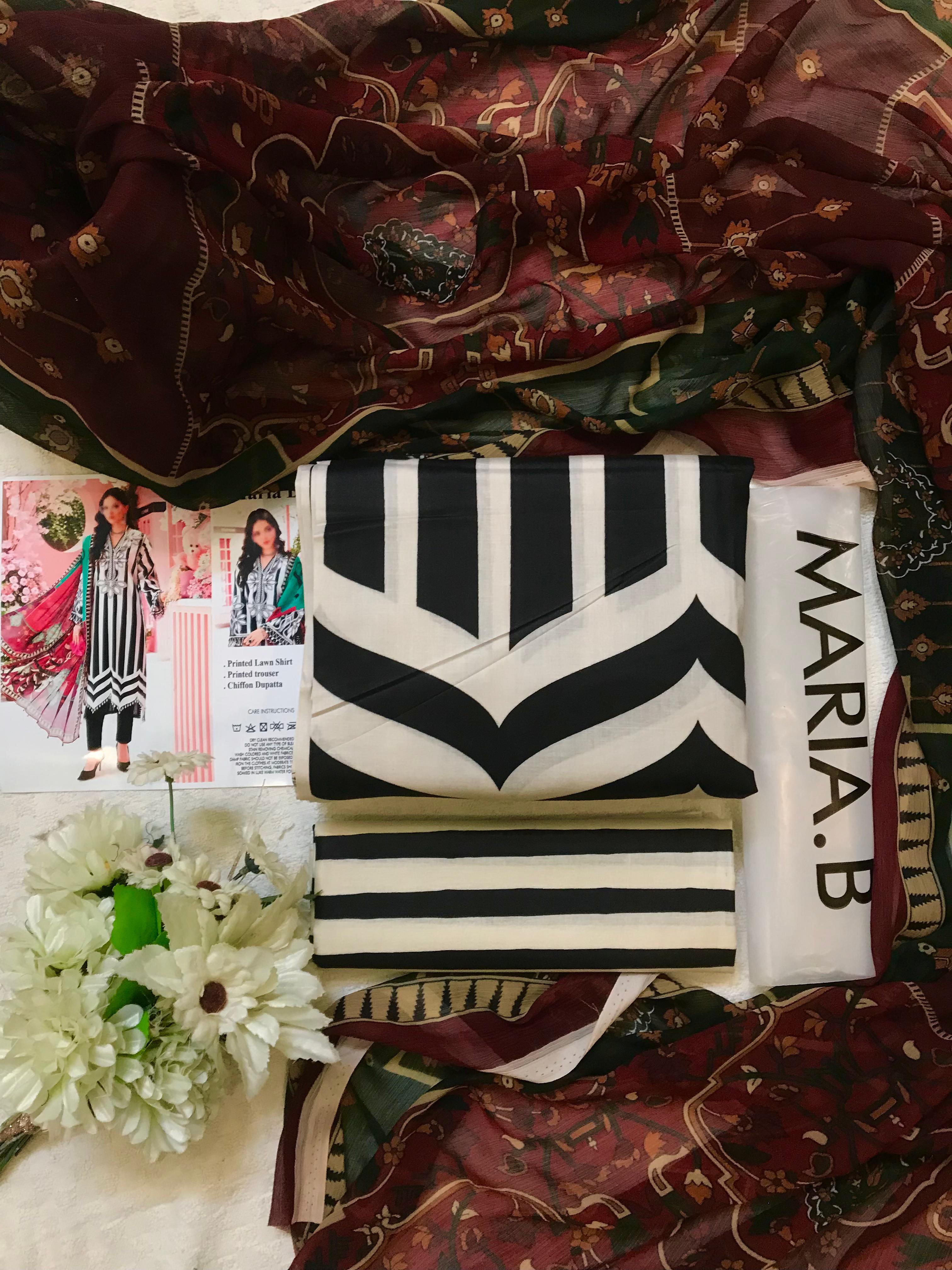 Mix Brand Lawn With Chiffon Dupatta