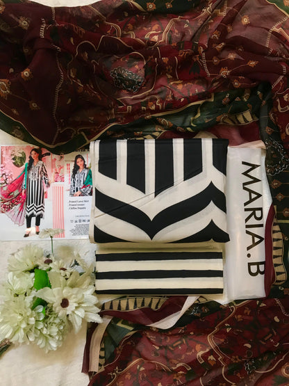 Mix Brand Lawn With Chiffon Dupatta