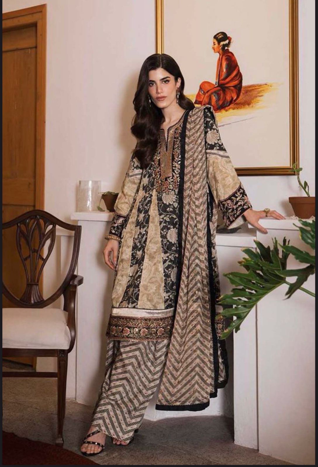 Mix Brand Lawn With Chiffon Dupatta